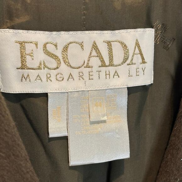 Escada Olive Green & Metallic Angora Blend Blazer Jacket - size 44 (US Large) - Picture 6 of 8